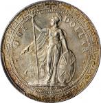 1909-B年英国贸易银元站洋一圆银币。孟买铸币厂。 GREAT BRITAIN. Trade Dollar, 1909-B. Bombay Mint. Edward VII. PCGS MS-65+