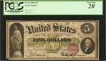Fr. 63. 1863 $5 Legal Tender Note. PCGS Currency Very Fine 20. Serial Number 1.