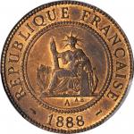 法属印度支那1888-A坐洋一分 FRENCH INDO-CHINA. Cent, 1888-A. Paris Mint. PCGS MS-64 RB Gold Shield.