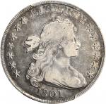 1801 Draped Bust Silver Dollar. BB-214, B-4. Rarity-4. Fine-15 (PCGS).