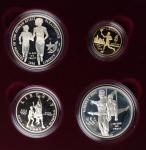 1995年美国亚特兰大百年奥运会一组4枚，包括1枚金币及3枚银币，连盒及证书，proof。U.S.A., a 4 coins proof set of 1995 Atlanta Centennial 