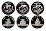 1988年中国人民银行发行熊猫银币一组3枚
