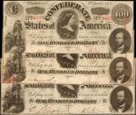 Lot of (3) Confederate Currency Notes. T-56 1863 $100. Very Fine to About Uncirculated.