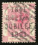 Hong KongQueen Victoria1891 (22 Jan.) Jubilee, 2c. carmine, tall narrow  K  in Kong variety, used wi