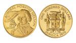 1976年牙买加发行英国海军将领霍雷肖·纳尔逊像纪念100牙买加元金币