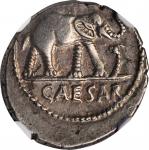 JULIUS CAESAR. AR Denarius (4.09 gms), Military mint traveling with Caesar, 49 B.C. NGC Ch EF, Strik