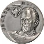 1989 George Bush Official Inaugural Medal. Silver. 69.8 mm. 221.3 grams, .999 fine. By Mico Kaufman,