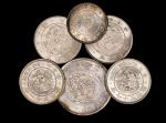 明治三年至明治三十七年、大正六年日本龙银一圆银币一枚、五十钱五枚，近未使用至完全未使用品