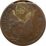 Undated (ca. 1652-1674) St. Patrick Farthing. Martin 3b.1-Eb.3, W-11500. Rarity-7+. Copper. Sea Beas