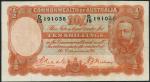 Commonwealth of Australia, 10 shillings, ND (1936-39), serial number D15 191038, orange on light gre