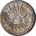 MEXICO. 8 Reales, 1863-Go YF. Guanajuato Mint. PCGS AU-58 Gold Shield.
