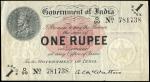x Government of India, 1 rupee, ND (1917), serial number O/99 781738, black on red underprint, King 