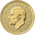 2023 Royal Succession Gold 1/10 Ounce Britannia, the VERY FIRST Coin Struck Under King Charles III. 