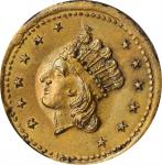 1863 Indian Princess / PENNY SAVED IS A PENNY EARNED. Fuld-54/430 b. Rarity-8. Brass. Plain Edge. MS
