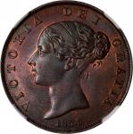 GREAT BRITAIN. 1/2 Penny, 1854. London Mint. Victoria. NGC MS-65 Brown.