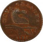 1786 New Jersey Copper. Maris 15-J, W-4815. Rarity-4. Straight Plow Beam, Leaning Head. AU-55 (PCGS)