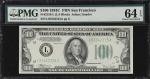 Fr. 2155-L. 1934C $100 Federal Reserve Note. San Francisco. PMG Choice Uncirculated 64 EPQ.