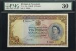 1959年罗德西亚和尼亚萨兰银行10镑。RHODESIA & NYASALAND. Bank of Rhodesia and Nyasaland. 10 Pounds, 1959. P-23a. PM