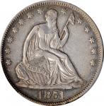 1851 Liberty Seated Half Dollar. WB-2. Rarity-4. Repunched Date. EF Details--Cleaned (PCGS).