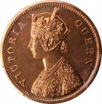 1862年印度1/2 片。加尔各答铸币厂。INDIA. 1/2 Pice Restrike, "1862"-(C). Calcutta Mint. Victoria. PCGS PROOF-63 Re
