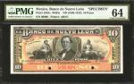 MEXICO. Banco de Nuevo Leon. 10 Pesos, ND (1895-1913). P-S361s; M435s. Specimen. PMG Choice Uncircul