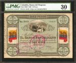 COLOMBIA. Banco del Progreso. 10 Pesos, 1899. P-S806. PMG Very Fine 30.