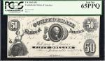 T-8. Confederate Currency. 1861 $50. PCGS Currency Gem New 65 PPQ.