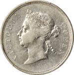 1901年海峡殖民地半圆银币。STRAITS SETTLEMENTS. 50 Cents, 1901. Victoria. PCGS AU-50 Gold Shield.