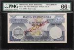 INDONESIA. Bank Indonesia. 500 Rupiah, 1959. P-70s. Specimen. PMG Gem Uncirculated 66 EPQ.