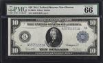 Fr. 907b. 1914 $10  Federal Reserve Note. Boston. PMG Gem Uncirculated 66 EPQ.