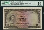 Central Bank of Ceylon, 100 rupees, 16 October 1954, serial number V/28 05615, brown on lilac, Eliza