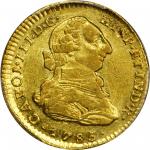 COLOMBIA. 1785-JJ 2 Escudos. Santa Fe de Nuevo Reino (Bogotá) mint. Carlos III (1759-1788). Restrepo