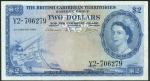 British Caribbean Territories, Currency Board, $1 (2), 1955, 1958, red, $2 (2), 1955, 1964, blue, $5