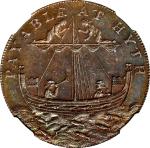 GREAT BRITAIN. Trade Tokens. Kent. Hythe. Shipdens Copper 1/2 Penny Token, 1794. NGC MS-63 Brown.