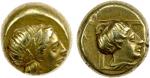 LESBOS: Mytilene, EL hekte (2.54g), ca. 377-326 BC, Bodenstedt-95, MFA Boston-1726, wreathed head of