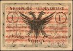 ALBANIA. Shqipërië Vetqeveritare, Korçe. 1 Franc, 1917. P-S144a. Very Fine.