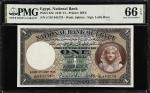 EGYPT. National Bank of Egypt. 1 Pound, 1948. P-22d. PMG Gem Uncirculated 66 EPQ.