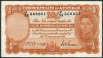 Commonwealth of Australia, 10 shillings (3), ND, prefixes F/12, F/34 and F/35, orange, George VI at 