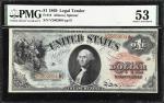 Fr. 18. 1869 $1 Legal Tender Note. PMG About Uncirculated 53.