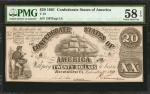 T-18. Confederate Currency. 1861 $20. PMG Choice About Uncirculated 58 EPQ.