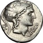 The Roman Republic, Q. Lutatius Cerco.. AR Denarius, 109-108 BC. Cr. 305/1. B. 1.  3.85 g.  19 mm.  