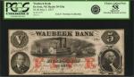De Soto, Nebraska. Waubeek Bank. May 1, 1857. $5. PCGS Currency Choice About New 58 Apparent. Mounti