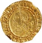 GREAT BRITAIN. 1/4 Laurel, ND (1621-23). London Mint; mm: thistle. James I. NGC AU-55.