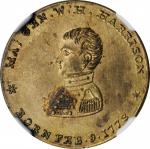 1841 William Henry Harrison Campaign Medal. DeWitt-WHH 1840-43, HT-817. Gilt Brass. MS-62 (NGC).