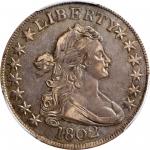 1802 Draped Bust Half Dollar. O-101, T-1, the only known dies. Rarity-3. AU-53 (PCGS).