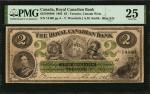 1865年加拿大皇家银行2加元 PMG VF 25 CANADA Royal Canadian Bank 2 Dollars