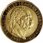 1907年发行匈牙利100 Korona。克雷姆尼察铸币厂。弗朗茨约瑟夫一世。 HUNGARY. 100 Korona, "1907" (issued 2017). Kremnica Mint. Fr