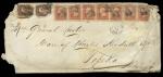 Custer, George Armstrong. Custer Autographed Envelope. About 10" x 4". Postmarked Leavenworth, Kansa