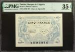 TUNISIA. Banque de lAlgérie. 5 Francs, 1903-25. P-1. PMG Choice Very Fine 35 EPQ.