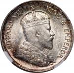 1908年海峡殖民地5毫银币，NGC MS61